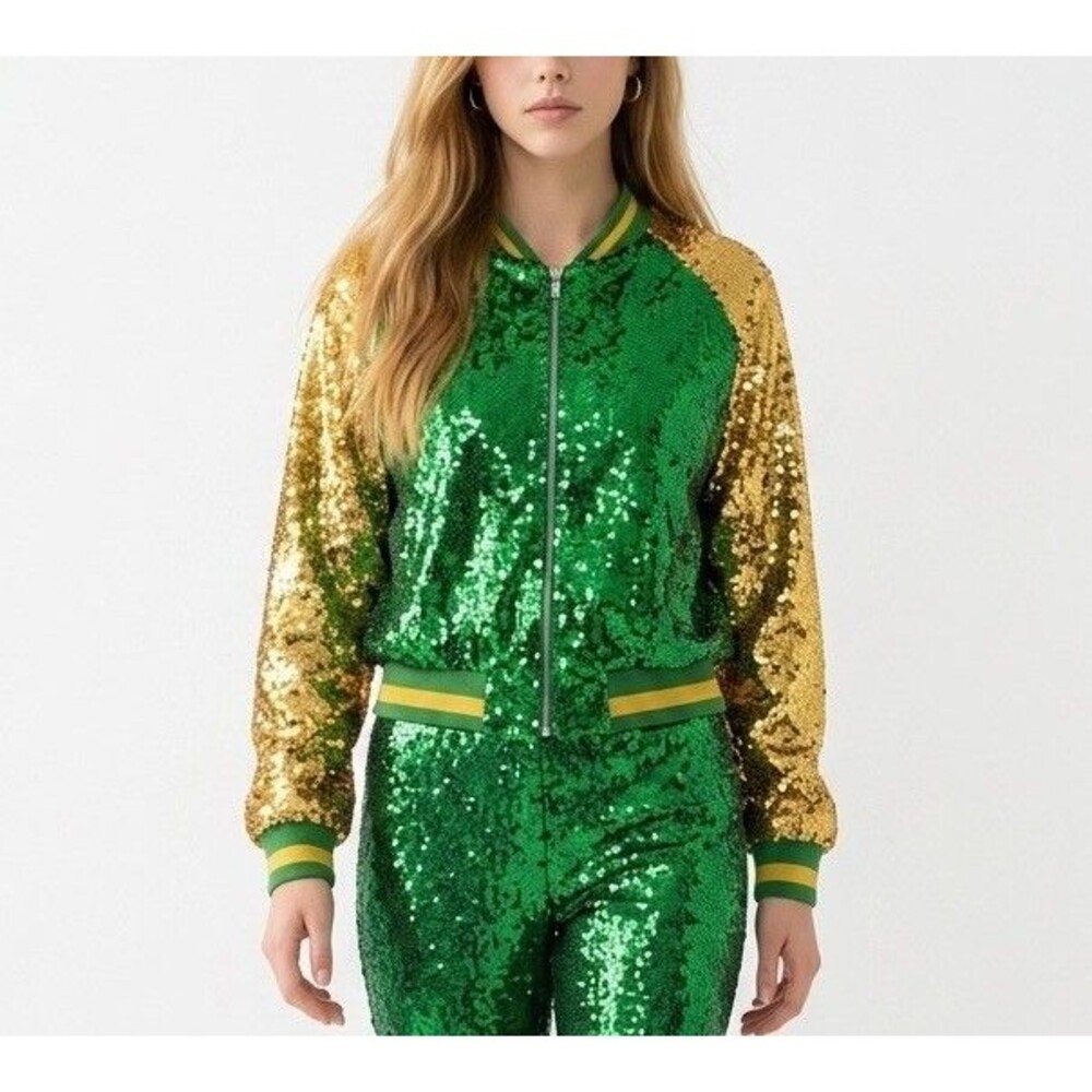 Daisy Green And Gold Sequin Jacket Size 2X - Picture 15 of 15